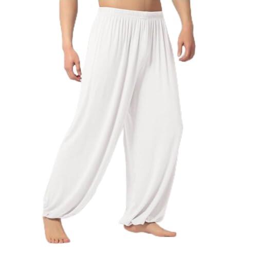 Pantalones de verano ligeros de Tai Chi para Shaolin Wing Chun Artes Marciales (M, blanco)