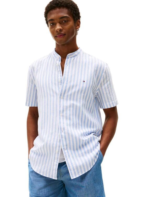 Tommy Hilfiger Camisa Hombre Linen Blend Mao con Cuello Mao