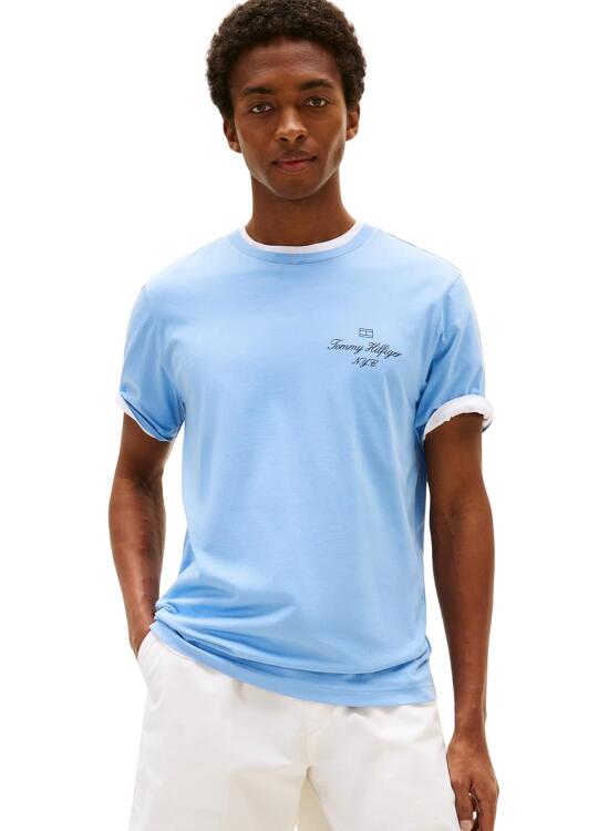 Tommy Hilfiger Camiseta de Manga Corta Hombre Outline Script tee Regular Fit