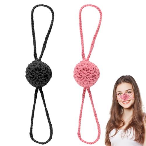 2 Piezas Calentador de Nariz para Invierno, de Lana Resistente al Viento Calentador de Nariz de Ganchillo Acogedor Protector Cubierta de Nariz para Mujeres Hombres al Aire Libre (Negro + Rosa)