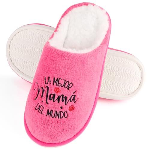 Rebundex Mamá Zapatillas Casa Regalos para Madres Navidad Dia de la Madre Regalo Madre Cumpleaños Mama Originales San Valentin 37-38 LE MEJOR MAMÁ DEL MONDO