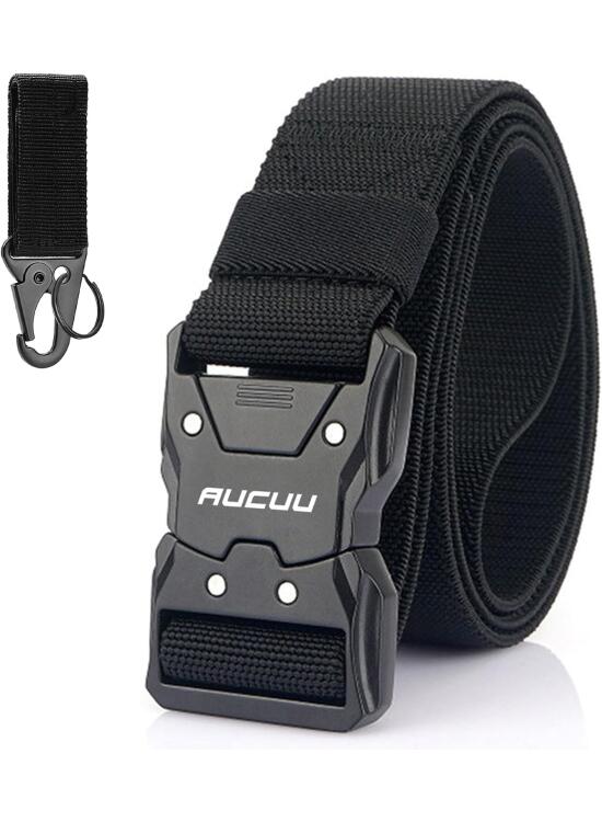 Aucuu cinturon tactico hombre, Cinturón de Lona de Nylon para Hombres, cinturón Táctico Militar, Cinturóns de Nailon Ajustable para Viajes, Deportes y Uso Diario(Ancho 3.8 cm)