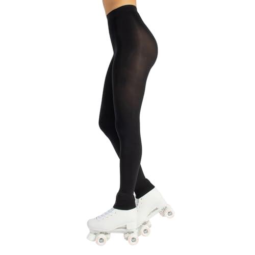 CALZITALY Collants de Patinaje Artístico para Mujer, Collants sin Pies, Leggings de Patinaje, Leggings Opacos, 80 DEN, fabricados en Italia, Negro , L-XL