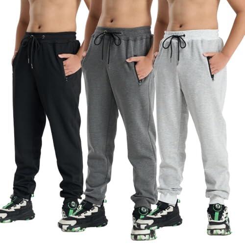 Pack de 3 pantalones para niños, pantalones de jogging, pantalones casuales holgados, elásticos, cómodos pantalones de ocio, otoño e invierno, 146-152 cm