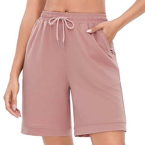 Uniexcosm Pantalón Deportivo Mujer Corto Bermudas de Mujer Verano Casuales con Bolsillos Bermudas Shorts con Cordón para Salón Fitness Deportes Rosa L