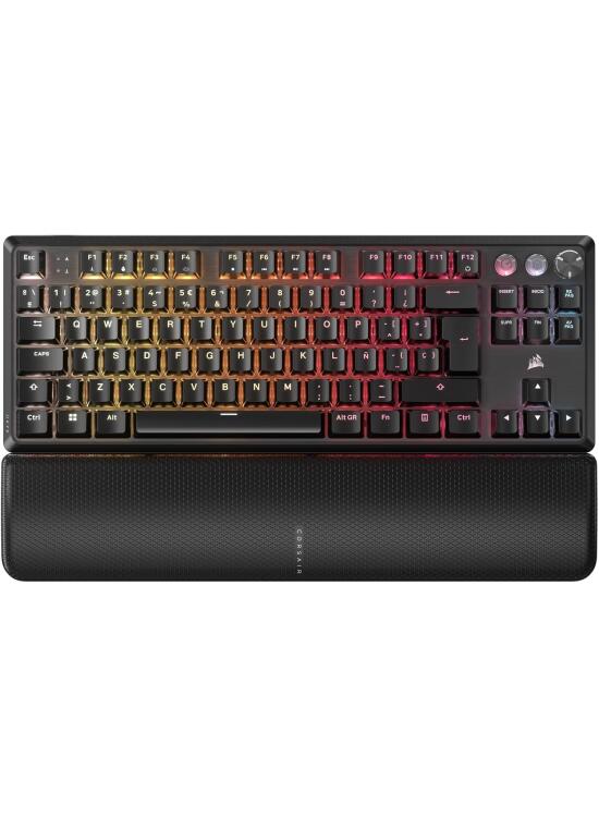 CORSAIR K70 PRO TKL RGB Teclado para Juegos con Cable Magnético-Mecánico – Interruptores Ajustables MGX Hyperdrive Pre-Lubricados, SOCD y Disparo Rápido Simultáneos, 8.000 Hz, QWERTY – Negro