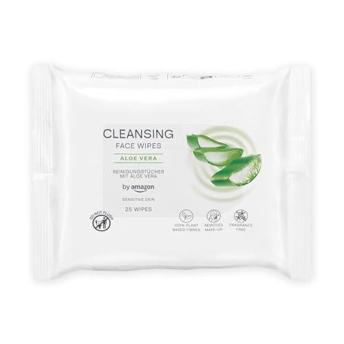 by Amazon Toallitas de limpieza facial con aloe vera, 25 toallitas