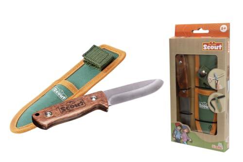 Simba Scout 109452670 - Cuchillo para tallar infantil a partir de 8 años (17 cm), de madera con hoja de 8 cm de longitud y punta redondeada, juguete de investigador y explorador con funda