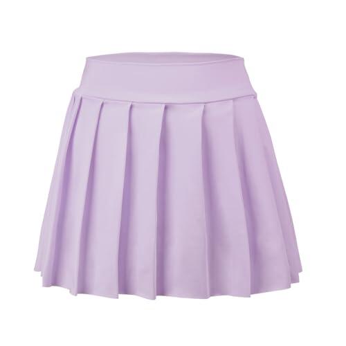 Bezioner Falda de Tenis para Niñas Faldas Plisada de Golf Uniforme Escolar con Interior Shorts y 2 Bolsillos Púrpura Puro L(8-9 años, 120-130 cm)