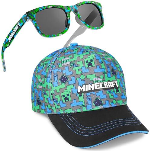 Minecraft Gorra Niño con Gafas de Sol Niño UV400 6-14 Años Set, Gorra Infantil de Verano con Gafas de Sol Niños, Gamer Regalos (Multi Minecraft Set)
