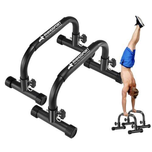 RHINOSPORT Barras parallettes para calistenia de inmersión, barras de flexión, 10.2 pulgadas de alto, 300 kg, capacidad de peso, entrenamiento de fuerza, gimnasio en casa, entrenamiento, equipo de