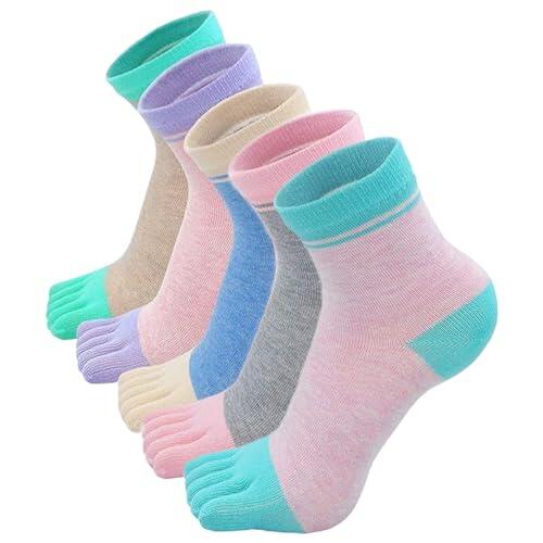 flintronic 5 Pares Mujer Cinco Dedos Calcetines, Calcetines Cortos de Cinco Dedos de Deporte, Paquete Múltiple Calcetines Del Dedo Del Pie, Suave y Transpirable, Algodón Calcetine