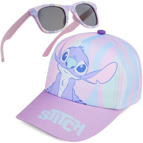 Get Trend Disney Stitch Set de Gafas de Sol y Gorra Niña Gorra Proteccion Solar Niño Gafas Sol Niña UV400 Viajes Accesorios (Lila Disney Stitch)