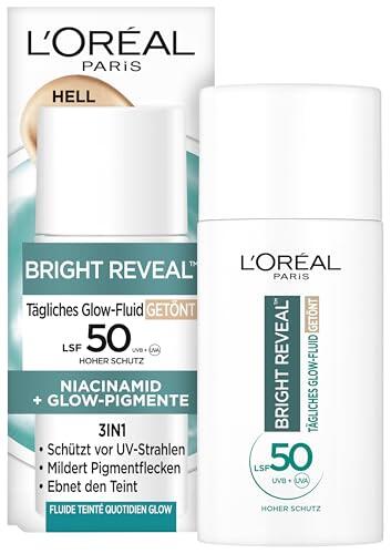 L'Oréal - Líquido UV Glow Factor 50 Niacinamida + Pigmentos Glow Color Claro Bright Reveal 1 x 50 ml