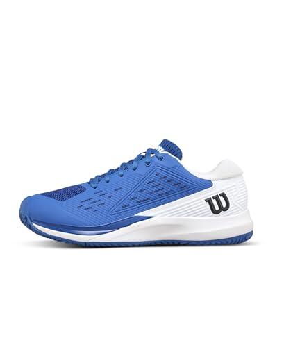 Wilson Zapatillas de Tenis Rush Pro Ace para Hombre, Proporcionan un Ajuste Seguro y Soporte Dinámico, con Estabilidad Mejorada y Tracción Superior, Color: Azul Deja VU/Blanco/Negro, Talla: 10