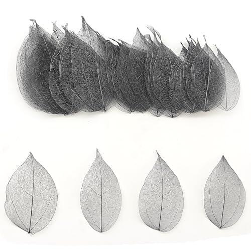 50 Piezas Naturales Esqueleto Hojas Secas MúLtiple Hojas Secas Reales Naturales Hojas Secas Mezcladas Utilizado Para La FabricacióN De La Tarjeta Del Arte Del Libro De Recuerdos (marrón oscuro)