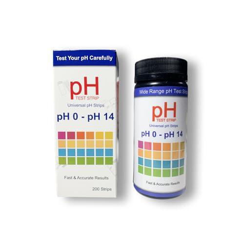 200 Tiras Reactivas de pH 0–14, Tiras pH Alta Sensibilidad, Papel Indicador Universal para Agua, Alimentos, Suelo y Uso Doméstico