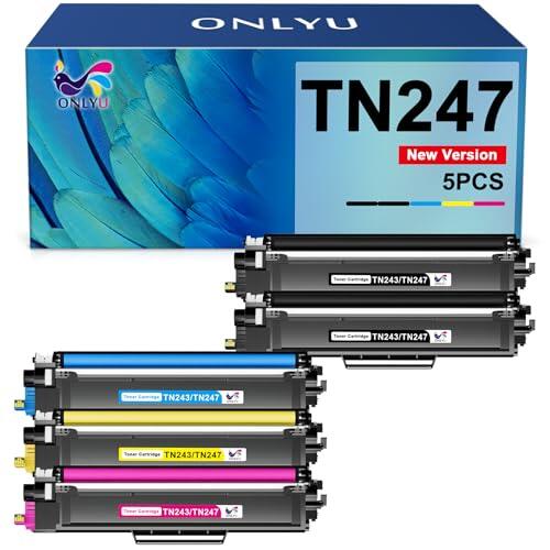 ONLYU TN247 Compatible para Toner Brother DCP-l3550CDW TN243CMYK TN243 Toner Brother MFC-l3770CDW DCP-L3550CDW MFC-L3750CDW MFC-L3770CW HL-L3270CDW HL-L3230CDW DCP-L3510CDW HL-L3210CW (Paquete de 5)