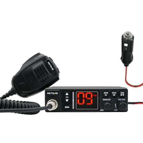 ‌Retevis MB63A Radio CB, Emisora CB Am/FM con Filtro de Ruido (NB/ANL), Sistema de Refrigeración, Enchufe de Mechero, Compatible 12V/24V, Megafonía, VOX, Emergencia CH9 para Camiones