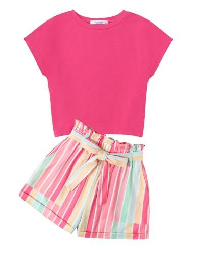 Arshiner Niñas Ropa Conjuntos Niños Verano Camiseta y Pantalones Cortos Conjuntos Moda Ocio dos Piezas para Niñas 13-14 años