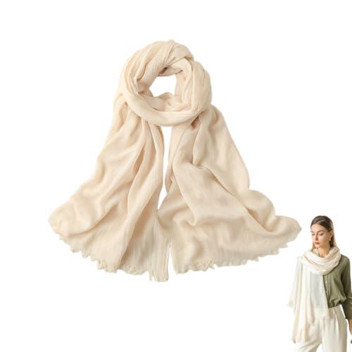 QOWIJEX 1 Pieza Pashmina Mujer Bufanda Mujer Elegante Chal Estola de Lino Lisa Unisex Bufanda Larga Suave Foulard Primavera Verano Otoño Invierno 95 * 195cm