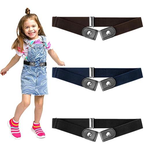 3 Piezas Cinturón Niños Sin Hebilla Señoras Elástico Hombres de Goma para Niños Cinturón para Niños Hebilla Gratis Invisible