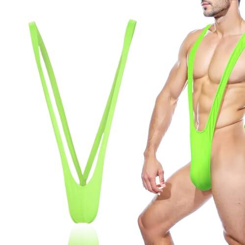 QOWIJEX 1 Pieza Tanga Borat Mankini para Hombre,Tanga Hombre,Verde Fluorescente