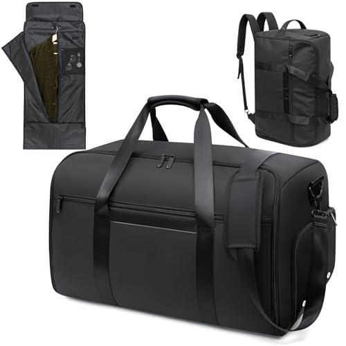 GARPROVM Bolsa de Viaje Convertible 4 en 1, con Compartimento Separado para Traje y Zapatos, Impermeable. Equipaje de Mano, Mochila o Bolsa de Fin de Semana para Hombres y Mujeres (Negro)