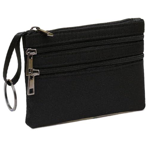 XENQITO Monedero con 1 Cremalleras para Hombre con Argolla para Llave. Monedero para Hombre, Mini Cartera pequeña, Espacios para Monedas, Billete, Llavero, Tarjetas y Billetes, Fino y Resistente