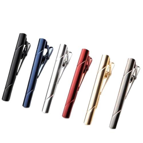 ROEOWENE 6 Piezas Pisacorbatas Hombre Juego de Clip de Corbata Plata Oro Negro Pasador de Corbata con Caja Clásicos Corbatas Clips Tie Clip para Bodas y Reuniones Fiesta Regalo para Esposo Padre