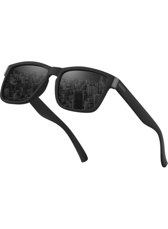 Farrobor Gafas de Sol Hombre Polarizadas Clásicas Gafas de Sol Cuadradas Lentes de sol Hombre y Mujer Conducir Correr Protección UV400