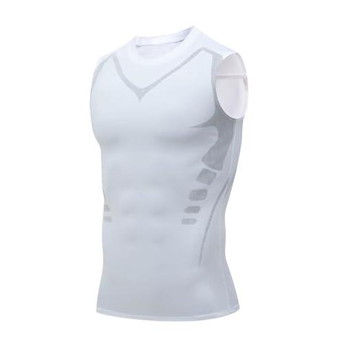 Smatstyle Camiseta de compresión Sin Mangas para Hombre Camisetas de Correr Ranspirable Secado Rápido para Hombre Tops de Jogging Fitness (FR/ES, Letras, L, Regular, Regular, Blanco)