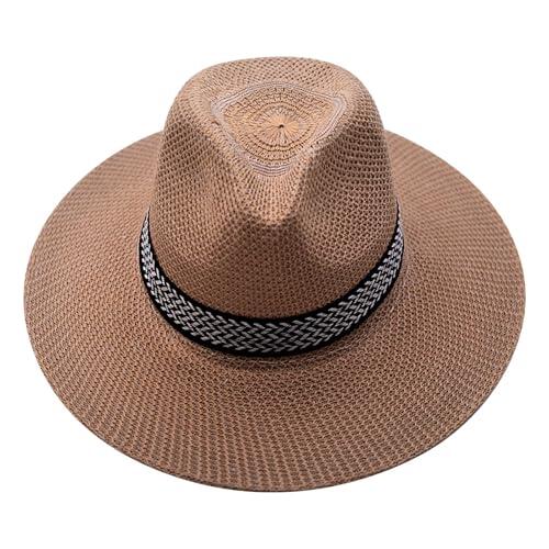 Pack de 2 sombreros de sol para hombre de ala ancha, lavable, agradable para la piel, sombrero de playa para el sombrero de paja para hombre, caqui, Talla única