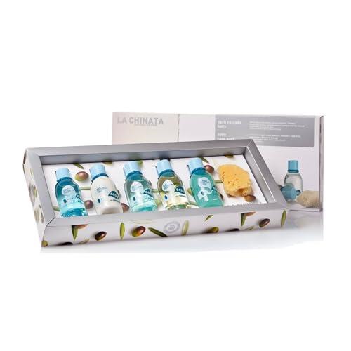 La Chinata Pack Cuidado Baby Cesta Regalo Bebé Kit Higiene Aceite de Oliva | Estuche para regalar bebé, Gel de baño, Champú suave, Loción hidratante, Aceite corporal, Colonia, Esponja marina natural