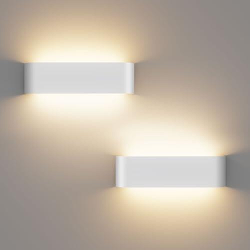 OOWOLF Conjunto de 2 piezas Apliques Pared interior LED 16W - Lámpara de Pared Luz Ajustable 3 Colores (3000K/4500K/6000K) para Salón, Dormitorio, Pasillo y Escalera