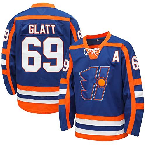 Atonmore Camiseta de Hockey sobre Hielo de los Halifax Highlanders #69 de Glatt, película Cosida de Doug The Thug para Hombre y Mujer, Azul, S