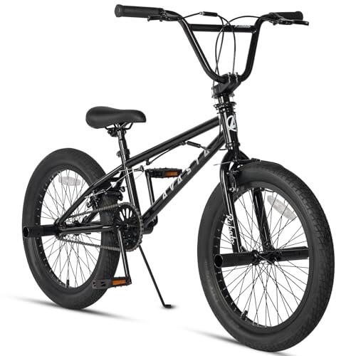 AVASTA Bicicleta BMX Estilo Libre para niños de 20 Pulgadas, para niños de 6 7 8 9 10 11 12 13 14 años, niñas, Adolescentes Principiantes con 4 Clavijas y giroscopio de 360 ​​Grados, Negro