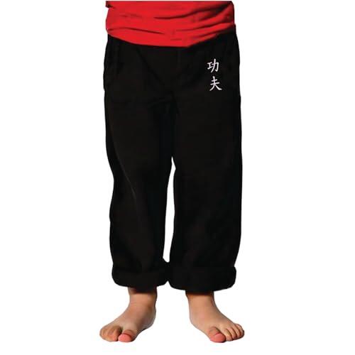 TAO MARTIAL Pantalón Kung Fu Niño Estilo Tai Chi y Wing Chun Kimono Ligero y suelto, Negro Kung Fu, 12 años
