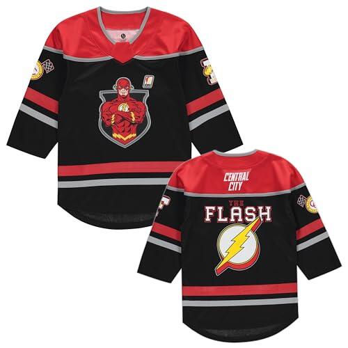 DC Comics The Flash Boys 4-20 - Camiseta de hockey de manga larga, color negro y rojo