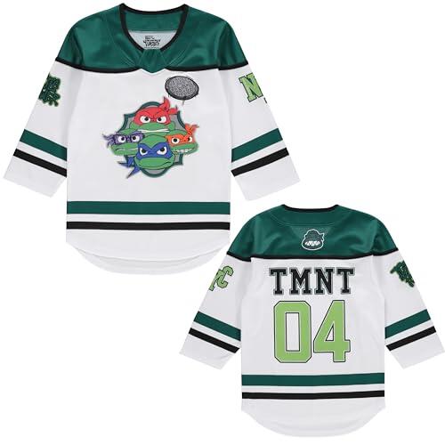 Teenage Mutant Ninja Turtles TMNT Camiseta de Hockey de Manga Larga para Niños, Blanco/Verde, 8, Blanco/Verde, 8