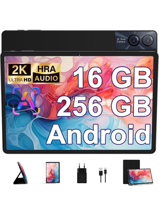 GOODTEL 2026 Tablet Android Metal Tablets 11 Pulgadas con AI, 16GB+256GB+2TB TF, BT 5.0, 8600mAh,2K,Facciale ID,WiFi 5G Octa-Core, GPS, GMS,Cámara 13MP + 5 MP,2 en 1 Tablet con Funda,Negro