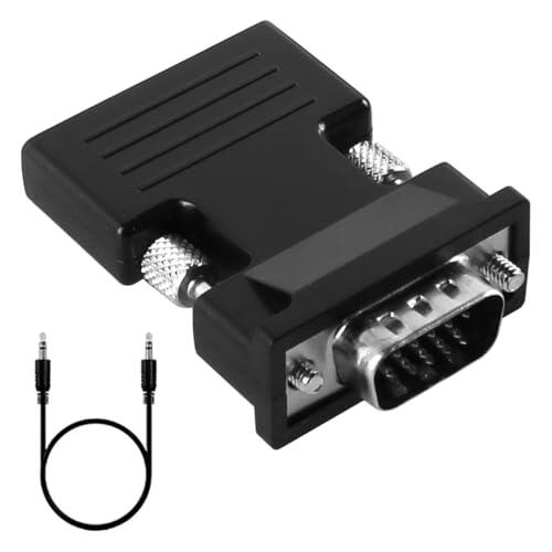 Ieron Adaptador HDMI a VGA Convertidor HDMI Hembra a VGA Macho con Salida de Video Full HD 1080P estéreo para monitores, televisores, computadoras portátiles, PC, proyectores (Negro)