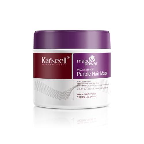 Karseell Mascarilla Pelo Violeta, Reparación del Cabello Teñido Iluminar el cabello Para Pelo Rubio, Gris, Canas, 500ml