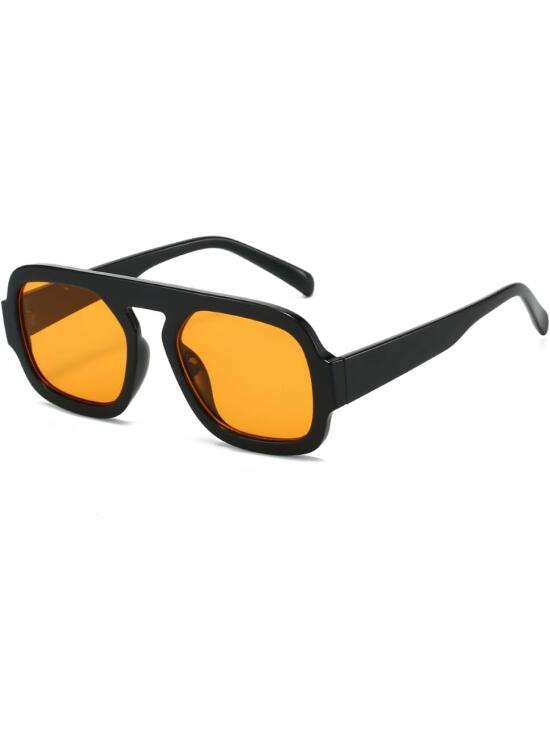 YAMEIZE Gafas de Sol Piloto Cuadradas para Mujer - Hombre Retro 70S Gafas de Sol Clásicas Vintage Gafas de Moda Protección UV400