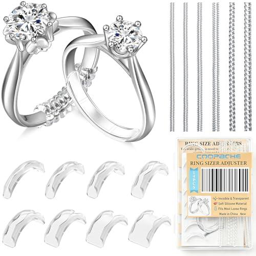 Coopache Ajustador de Tamaño de Anillo Invisible 14 Piezas Reductor de Anillos Sueltos Transparente Adaptador de Silicona para Hombre Mujer