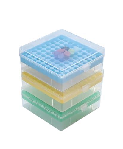 MUHWA Caja de almacenamiento de microtubos de 81 onzas, tubos de 1,5 a 2,0 ml, paquete de 3 de Laboratorio