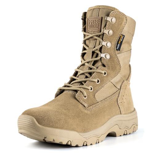 FREE SOLDIER Botas tácticas de las mujeres 8 pulgadas Botas ligeras del combate Botas militares durables del trabajo al aire libre Botas del desierto para las mujeres