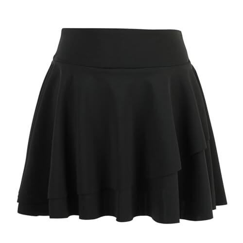 Bezioner Faldas Tenis Niña Plisada Falda Pantalon Deporte con Interior Shorts y Bolsillos Golf Pantalones con Falda para Niñas Negro XL(10-12 años, 130-150 cm)