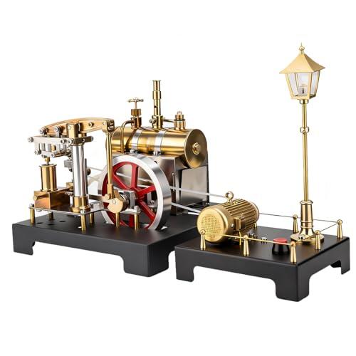 BuildCubes SE-01 máquina de vapor motor kit de construcción, barra estacionaria máquina de vapor de metal sólido con caldera, generador de vapor y lámpara, kit educativo científico regalo