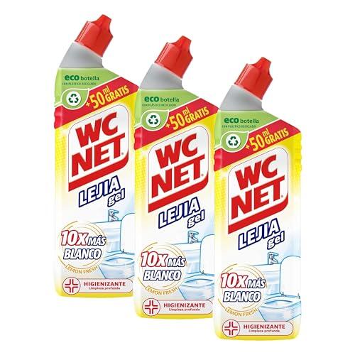 WC Net - Lejía Gel Lemon Fresh, Limpia, Higieniza Y Blanquea Inmediatamente, Estandar, 800 Mililitro (Paquete de 3)